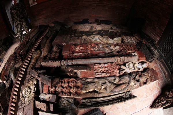 Stockage des pièces de temple, Durbar Square, Patan.